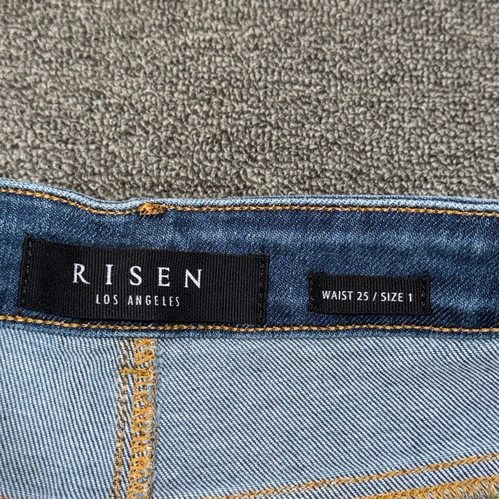 NWT Risen Los Angeles High Rise Straight Leg Jeans Button Fly Raw Hem Size 1 - Picture 6 of 11